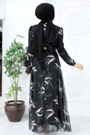  Black Islamic Clothing Dress 27948S - 4