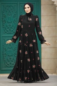  Black Islamic Clothing Dress 32814S - 2