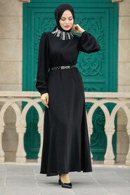 Black Islamic Clothing Dress 358600S - 3