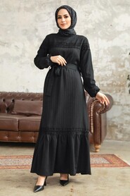  Black Islamic Clothing Dress 5877S - 1