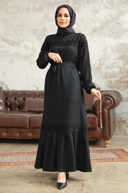  Black Islamic Clothing Dress 5877S - 2