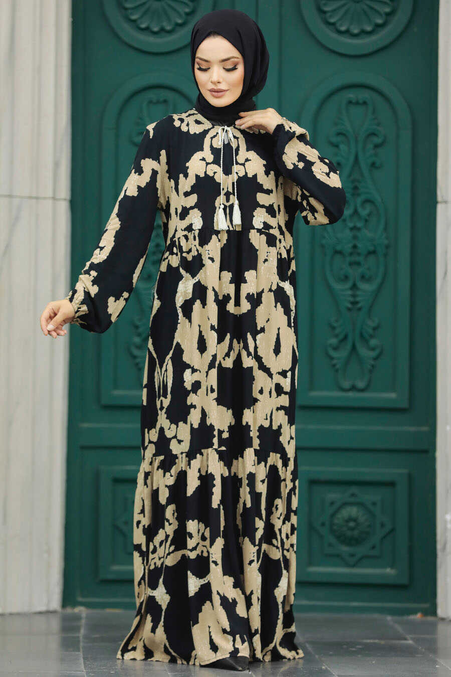 Neva Style - Black Islamic Clothing Dress 6194S