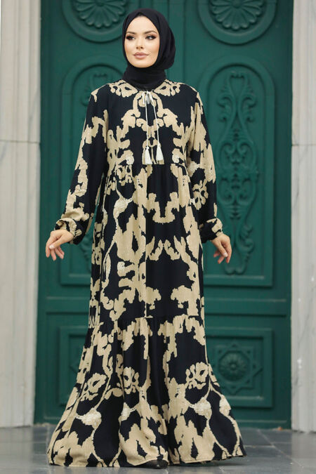  Black Islamic Clothing Dress 6194S - NEVA STYLE