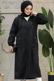  Black Islamic Clothing Trench Coat 5511S - 2