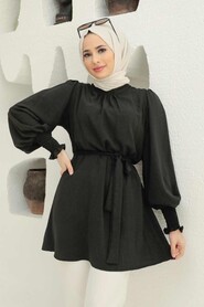  Black Islamic Clothing Tunic 3795S - NEVA STYLE