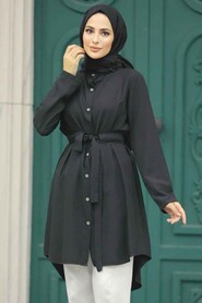 Neva Style - Black Islamic Clothing Tunic 4681S - Thumbnail