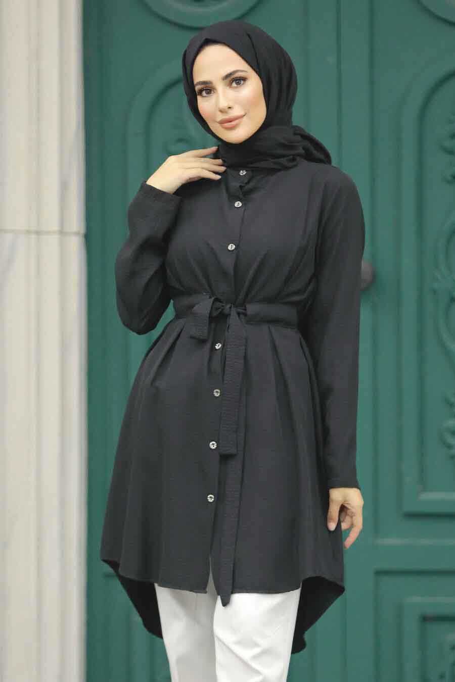Neva Style - Black Islamic Clothing Tunic 4681S