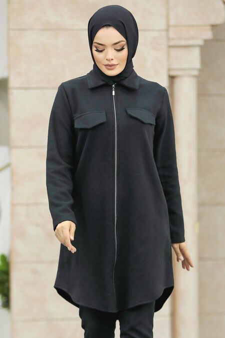  Black Islamic Clothing Tunic 5944S - NEVA STYLE