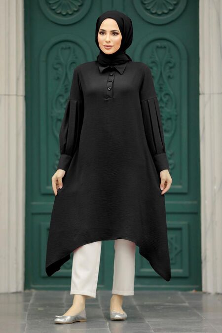  Black Islamic Clothing Tunic 615S - NEVA STYLE