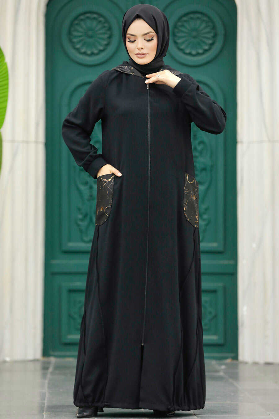 Neva Style - Black Islamic Clothing Turkish Abaya 10515S