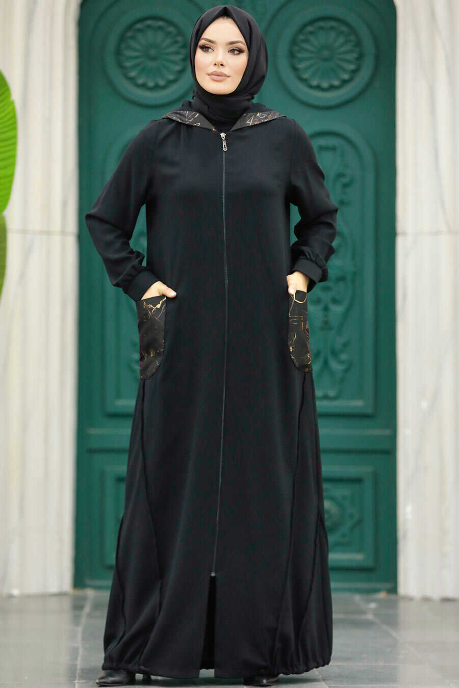 Neva Style - Black Islamic Clothing Turkish Abaya 10515S