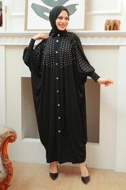  Black Islamic Clothing Turkish Abaya 17410S - 2