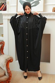  Black Islamic Clothing Turkish Abaya 17410S - 1