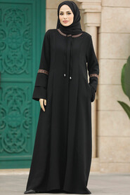  Black Islamic Clothing Turkish Abaya 62104S - 2