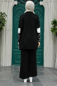  Black Knitwear Hijab Dual Suit 6397S - 3