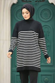  Black Knitwear Hijab Tunic 10141S - 1