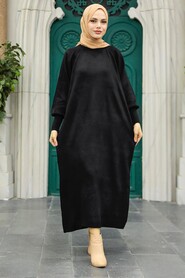  Black Knitwear Muslim Dress 3419S - 3