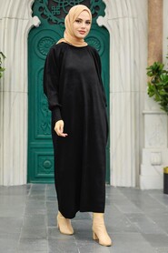  Black Knitwear Muslim Dress 3419S - 2