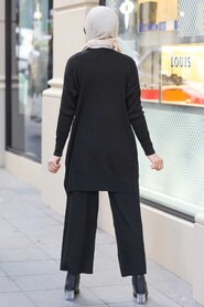  Black Knitwear Muslim Dual Suit 33450S - Thumbnail