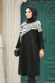 Neva Style - Black Knitwear Muslim Tunic 20651S - Thumbnail