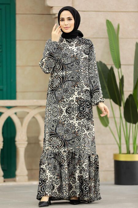  Black Long Dress for Muslim Ladies 15714S - NEVA STYLE