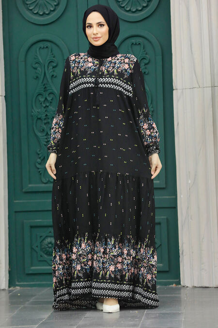 Black Long Dress for Muslim Ladies 50095S - NEVA STYLE