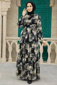  Black Long Muslim Dress 33560S - 1