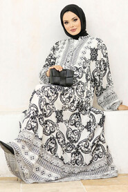  Black Long Muslim Dress 51951S - Thumbnail
