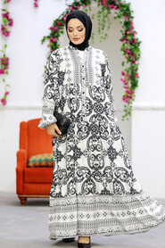  Black Long Muslim Dress 51951S - Thumbnail