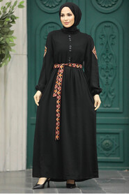  Black Long Muslim Dress 8858S - 1