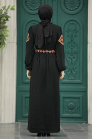  Black Long Muslim Dress 8858S - 3
