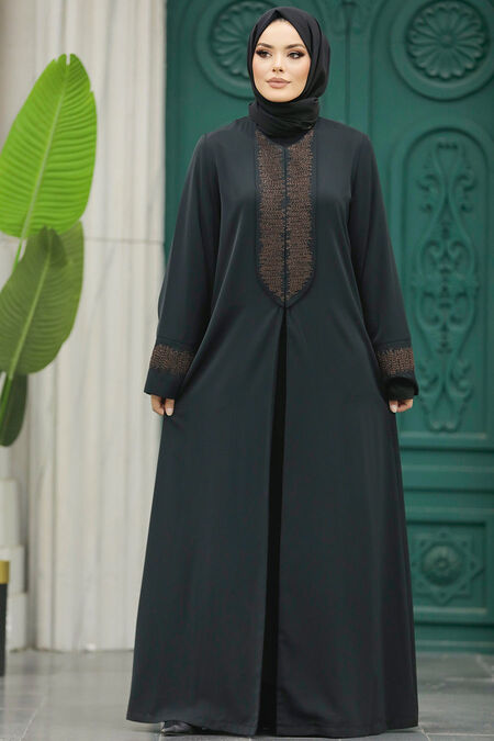  Black Long Sleeve Abaya 31131S - NEVA STYLE