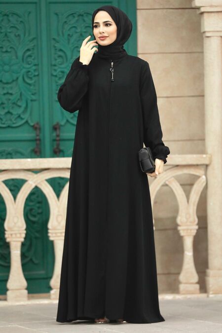  Black Long Sleeve Abaya 35164S - NEVA STYLE