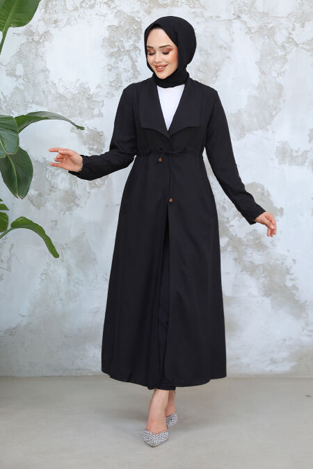  Black Long Sleeve Coat 11341S - NEVA STYLE