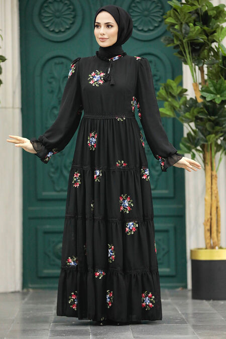  Black Long Sleeve Dress 32813S - NEVA STYLE