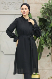 Neva Style - Black Modest Tops Tunic 21034S - 2