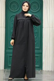  Black Long Sleeve Turkısh Abaya 10533S - 3