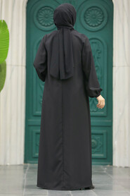  Black Long Sleeve Turkısh Abaya 10533S - 4
