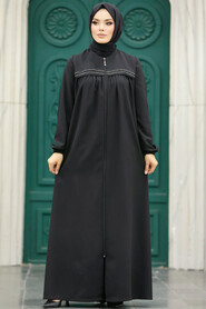  Black Long Sleeve Turkısh Abaya 10533S - 2