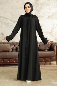  Black Long Sleeve Turkısh Abaya 377600S - 1