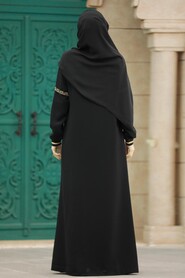  Black Long Turkish Abaya 35124S - 3