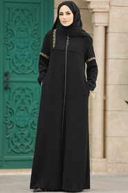  Black Long Turkish Abaya 35124S - 2