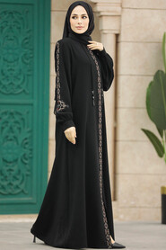  Black Long Turkish Abaya 41563S - 1