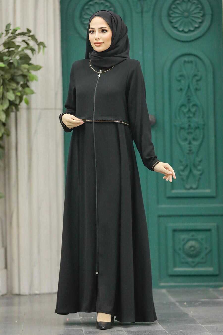 Neva Style - Black Long Turkish Abaya 617S