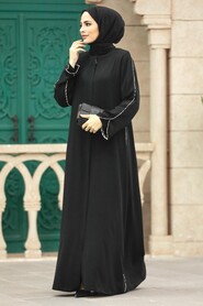  Black Long Turkish Abaya 618S - 1