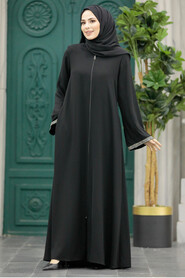  Black Long Turkish Abaya 624S - 2