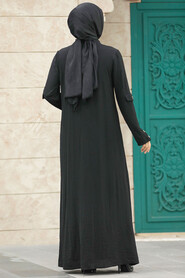 Black Long Turkish Abaya 961S - 3