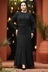  Black Modest Dress 57452S - 3