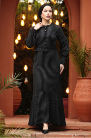  Black Modest Dress 57452S - 1