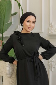  Black Modest Long Dress 659S - 3